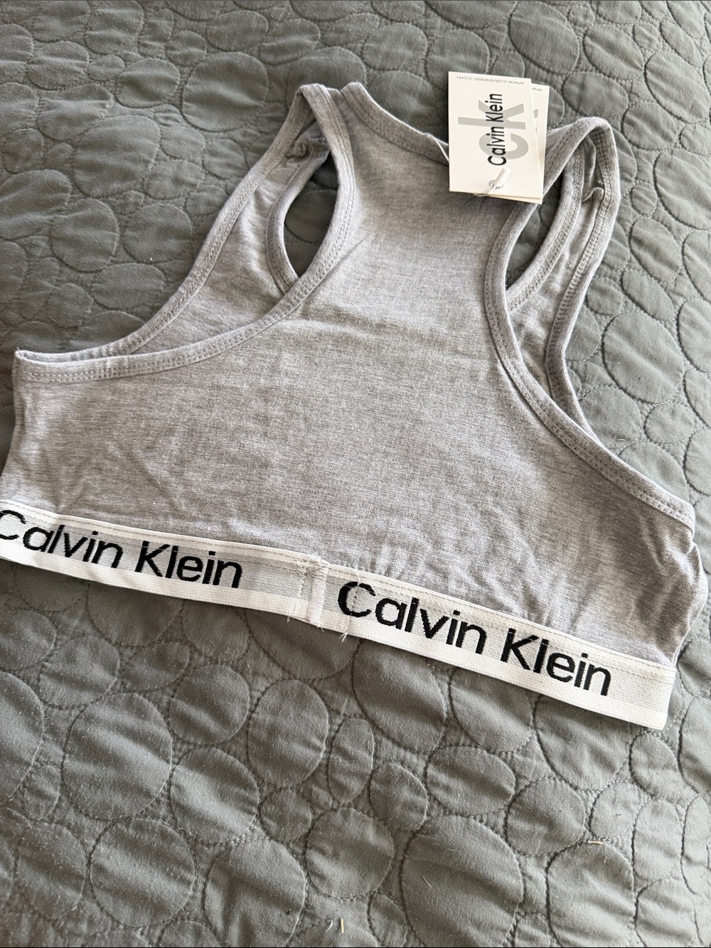 Calvin Klein Grey Cotton Logo Bralette & Bikini Brief Set - Picture 9 of 9